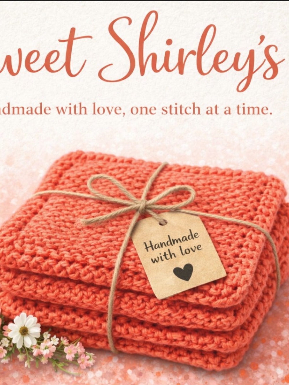 Bundle of 3 Sweet Shirley’s “Coral” Dishcloth